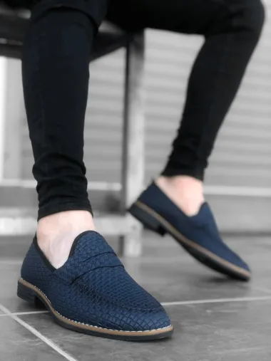 Mocasini barbati albastri, tapla subtire, piele eco, comozi 12219 N0-3